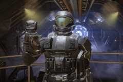 A Helldivers 2 diver wearing a Halo-themed helmet